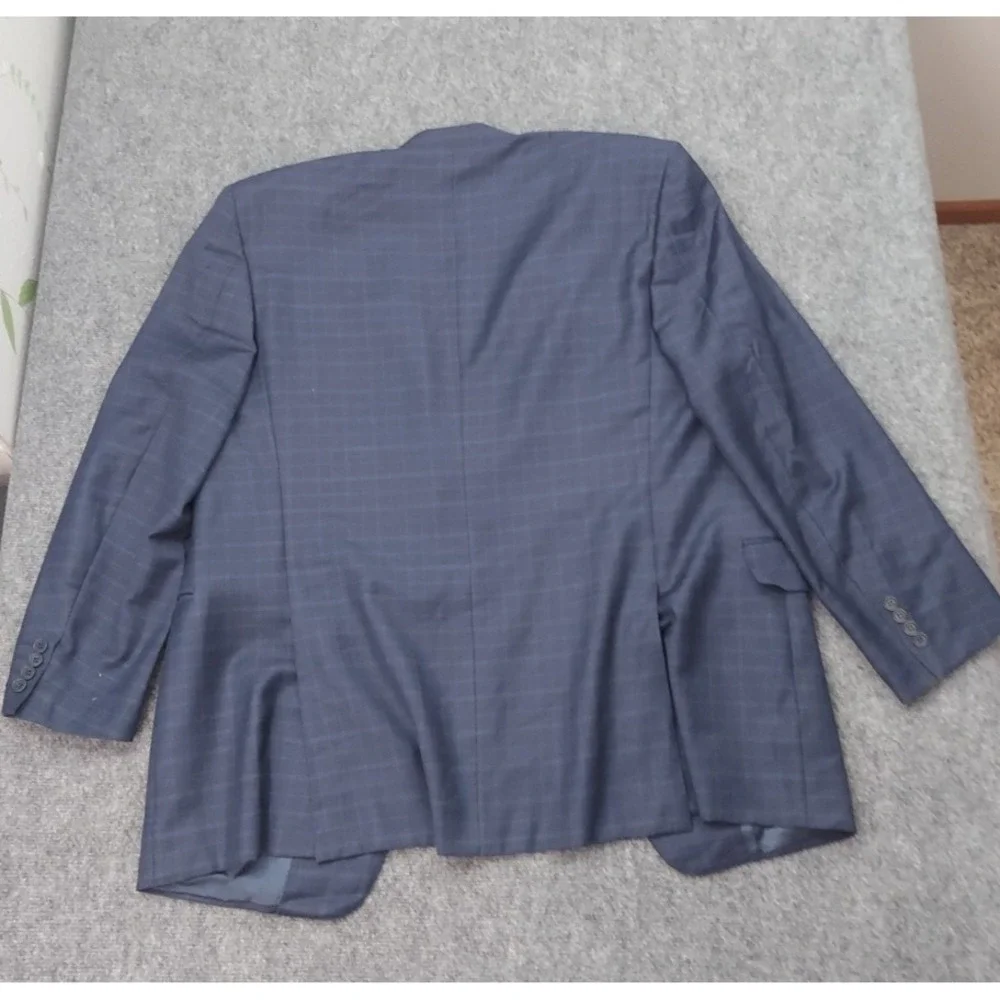 Canali Blazer Jacket Mens 46‎ R Blue 3 Button Plaid Made in Italy Wool Suit READ